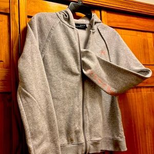Under armor Ladies gray and pink hooded zip up jacket
